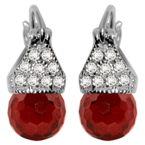 Par aros lady capricho cubic color rojo 10 mm